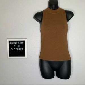 Zara Ribbed High Neck Tank Top Size Small